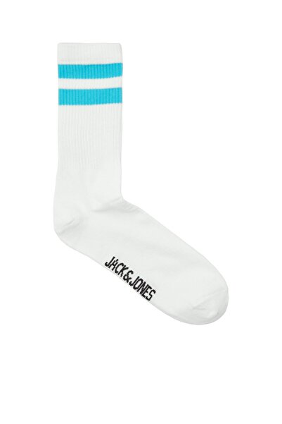 Jack & Jones Ανδρικές λευκές κάλτσες JACELI STRIPES TENNIS SOCK - JJ12250739