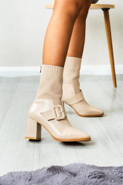 ODESSO triko detaylı fermuarlı topuklu kadın bot