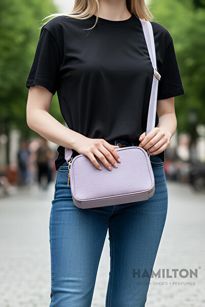 HAMILTON Geantă de mână și umăr elegantă originală pentru femei, cu curea încrucișată reglabilă, husă cu cataramă texturată din piele moale
