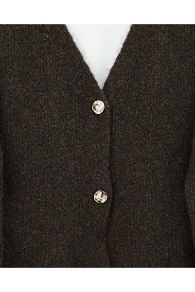 Modamorfo Soft Knit Cardigan with Buttons on the Front - K. Brown