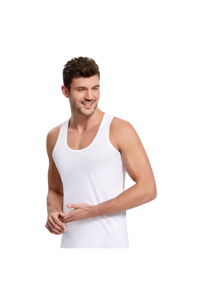 İlke Men's White Tank Top Cotton