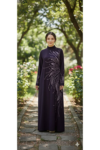 Hakko Tasarım Taş İşlemeli Medine İpeği Tesettür Abiye