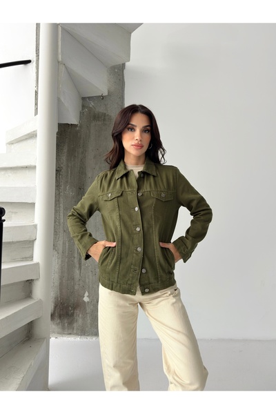 SHEVEGA Women's Khaki Boyfriend Long Linen Jacket