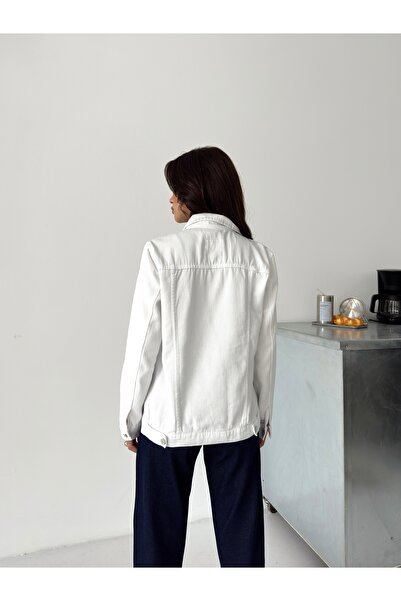 SHEVEGA ΓΥΝΑΙΚΕΙΟ ΛΕΥΚΟ ΜΑΚΡΥ ΛΙΝΟ ΠΑΛΤΟ BOYFRIEND