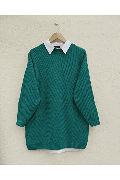 Modamorfo Yürüme Knitwear Diamond Patterned Knitwear Tunic - Emerald