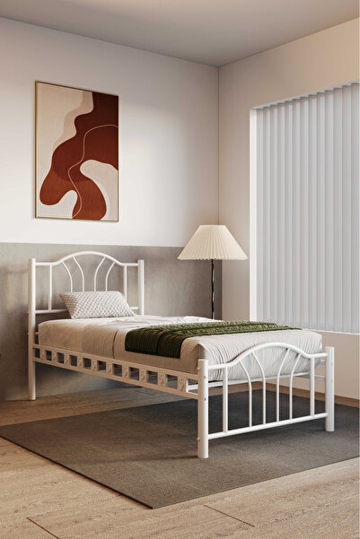 ARGİMO Bella Tek Kişilik Ferforje Metal Karyola Beyaz