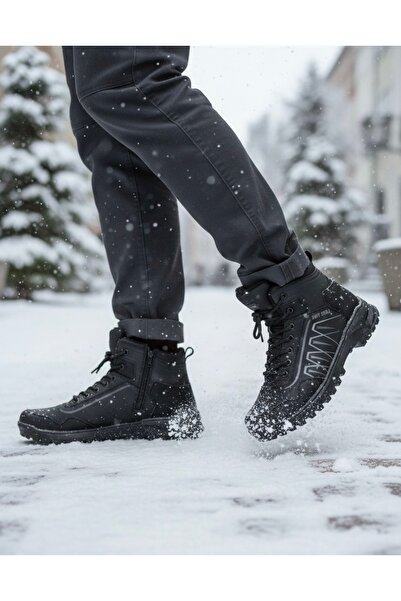 Budaks Ανδρικές μπότες με φλις αντιολισθητική θερμοσόλα, χειμερινές μπότες πεζοπορίας με κορδόνια για εξωτερικούς χώρους