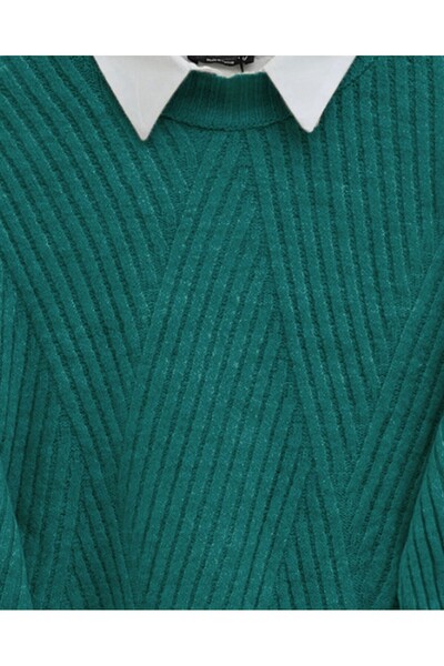 Modamorfo Yürüme Knitwear Diamond Patterned Knitwear Tunic - Emerald