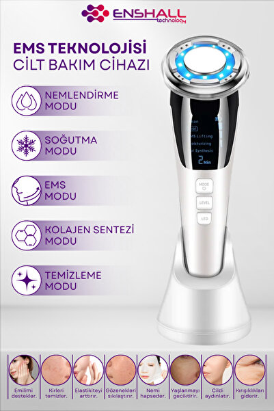 Enshall Yeni Nesil Kırışıklık Sarkma Giderici Soğuk-Sıcak Titreşim Cilt Bakım Cihazı Yüz Masaj Aleti