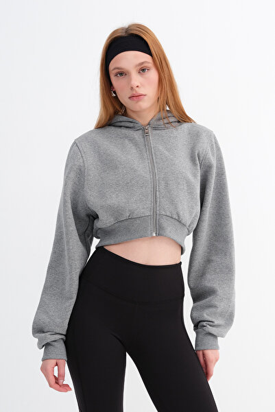 Addax Fleece-Lined Crop Sweatshirt H1526-T9