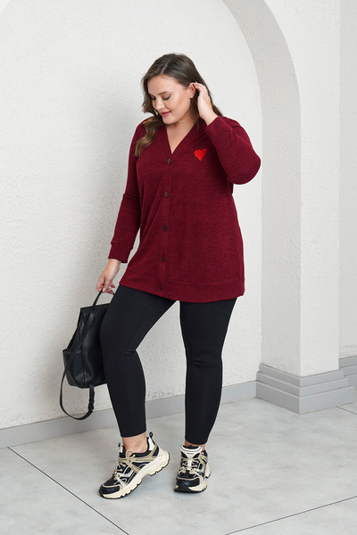 Büyük Moda Heart Embroidered Knitwear Cardigan