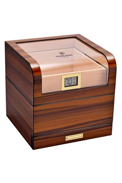 CIGARLOONG Camlı Katlı Humidor Puro Kutusu Tiger Desen 100s
