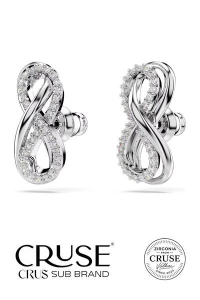 Cruse 925 Ayar Gümüş Aşkın Sonsuzluğu Küpe 18 Ayar Beyaz Altın Kaplama