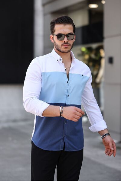 comstar Three Colors Slim Fit Lycra Denim Shirt