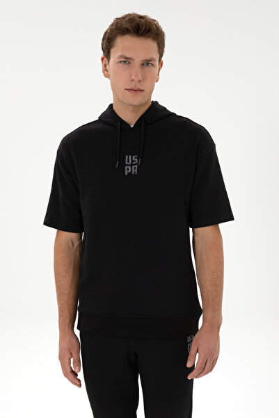 U.S. Polo Assn. Erkek Comfort Fit Kapüşonlu Kısa Kollu Siyah Sweatshirt 50320...