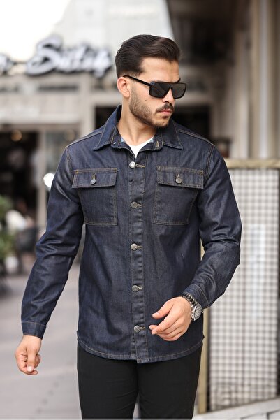 comstar Men's Oversize Wide Cut Double Pocket Denim Jacket