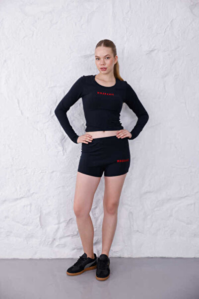 MOSRANİC Women's Black T-Shirt Shorts Set |   Msc054
