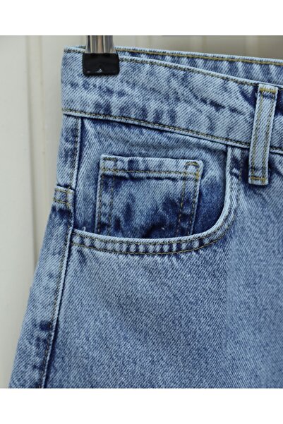 Modamorfo Ice Blue Jeans - Wide Leg with Pockets and Zipper