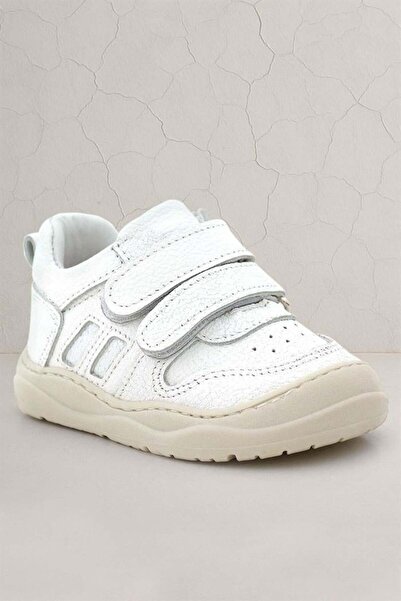 Rakerplus Schaggy Genuine Leather White Velcro Baby Sneakers