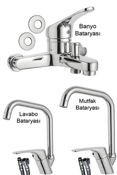 ERTİ ARMATÜR طقم خلاط حوض حمام ومطبخ 3 لتر مع مدخل مياه مزدوج وخرطوشة 40
