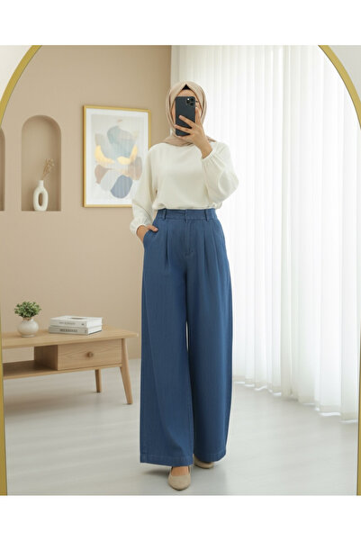 Modamorfo Blugi cu picioare largi, cu jumătate de buzunar elastic - Albastru ...