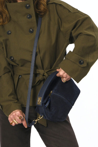 ABBRA Geantă mică pentru femei, din piele de căprioară, cu curea de umăr, căptușită