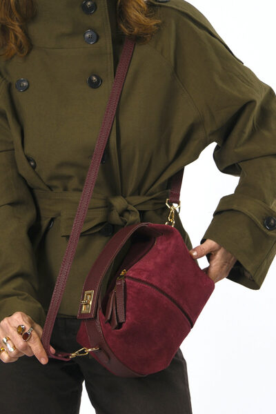 ABBRA Women's Real Suede Leather Small Bag with Hand Shoulder Strap and Lining