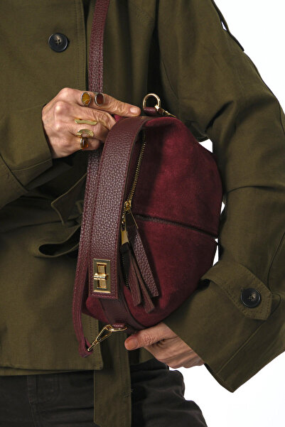 ABBRA Women's Real Suede Leather Small Bag with Hand Shoulder Strap and Lining