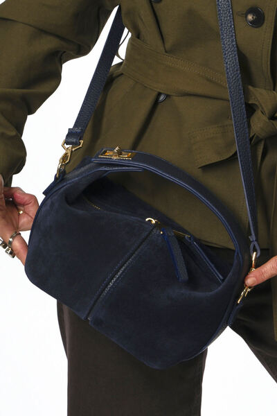 ABBRA Geantă mică pentru femei, din piele de căprioară, cu curea de umăr, căptușită