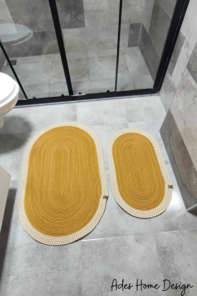 ADES HOME DESİGN Jüt 2'li Paspas, Banyo Paspası, Kapı Önü Paspası, Balkon Pas...
