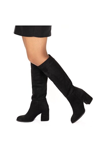 MixBrand Kadın Kalın Topuklu Sivri Burunlu Klasik Çizme