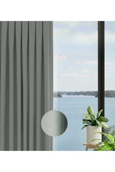 PEREN HOME Keten Dokulu Fon Perde 1e2.50 Normal Pileli Mint Yeşili