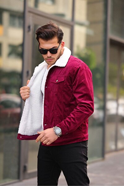 comstar Men's Trend Velvet Fur Jacket Claret Red