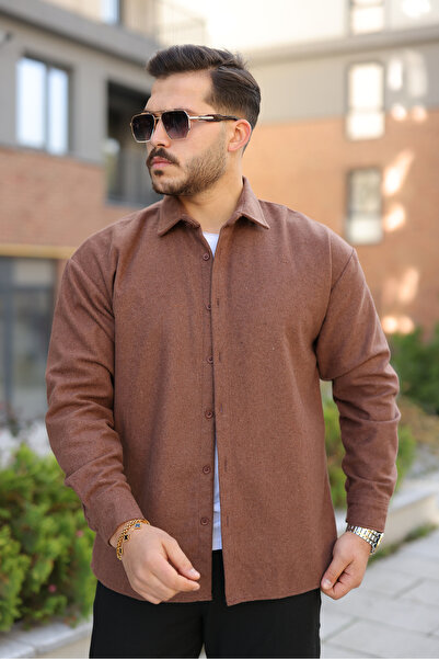 comstar Men's Basic Winter Casual Lumberjack Brown Cashmere Jacket