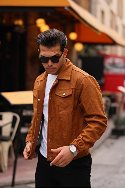 comstar Men's Oversize Casual Seasonal Tan Stamp Jacket