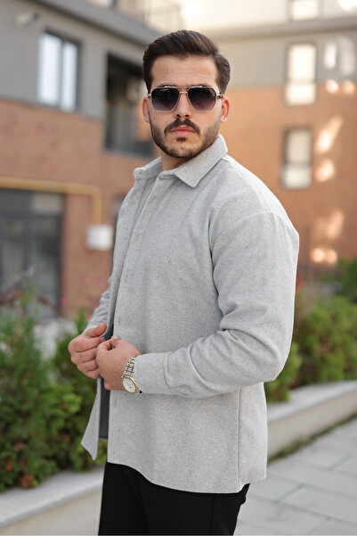 comstar Men's Basic Winter Casual Lumberjack Gray Cashmere Jacket