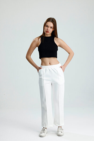 Belinay fashion Scuba Önden Dikişli Çimalı Cepli Pantolon