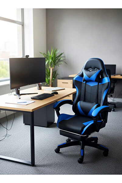 AGD Office & Gaming Chair with Armrests and Footrest, High-Back Reclining Swivel Chair with Headrest