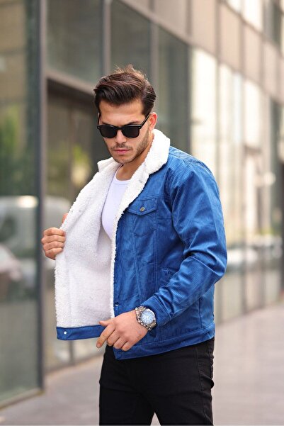 comstar Men's Trend Velvet Fur Jacket Blue