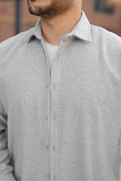 comstar Men's Basic Winter Casual Lumberjack Gray Cashmere Jacket