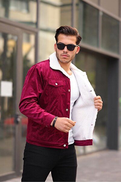 comstar Men's Trend Velvet Fur Jacket Claret Red