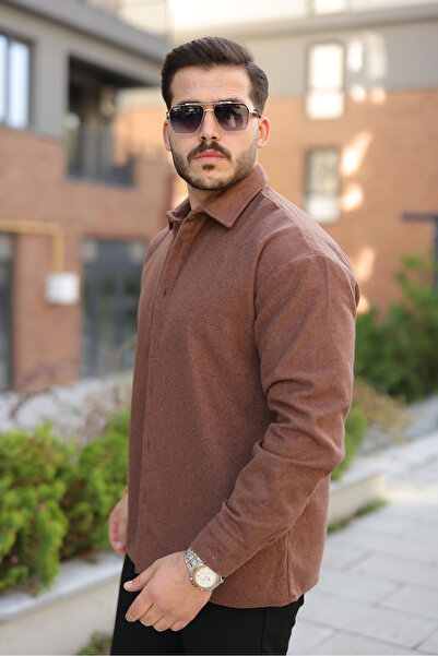 comstar Men's Basic Winter Casual Lumberjack Brown Cashmere Jacket