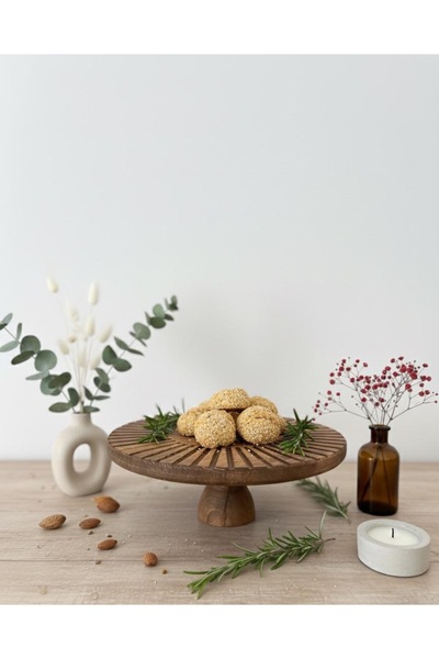 SAMMWOOD Natural Wood Display Stand, Wooden Cake Stand, Natural Wood Display Stand with Legs