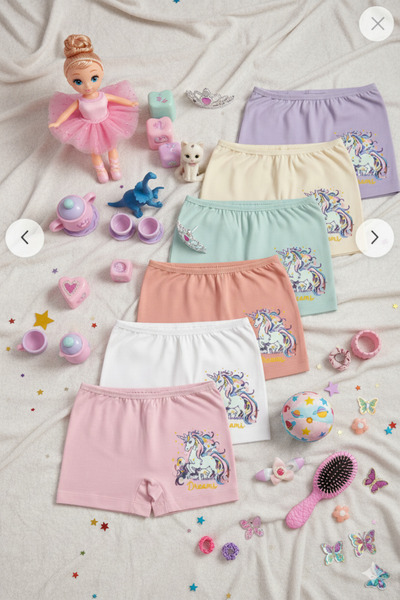 Şenay Боксерки за момичета с шарка на сърце - 100% памук, икономичен пакет от 6