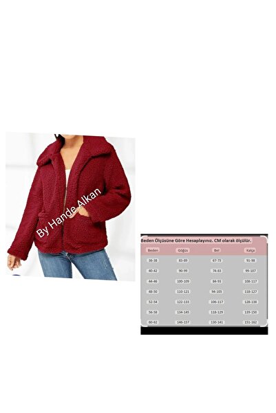 By Hande Alkan Women's Burgundy Plus Size Velsoft Coat