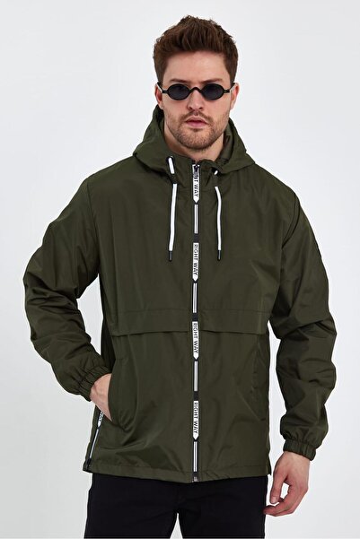 comstar Men's Printed Hooded Khaki Windbreaker & Raincoat
