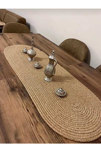 eftlyhome American Service - Jute and Straw Plate Set, Plate Mat and Trikot Runner