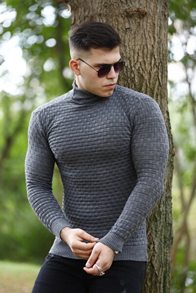WOWA COMPANY Comstarmoda Men's Smoked Turtleneck Knitwear Sweater