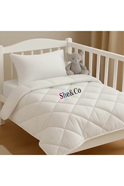 She&Co طقم نوم للأطفال: لحاف (100×145) + وسادة (35×45) - سطح خارجي قطني أبيض