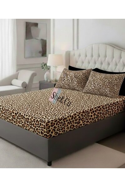 She&Co Double Oversized Elastic Sheet Set of 2 Pillowcases - New Leopard (180X200 cm 30 cm)